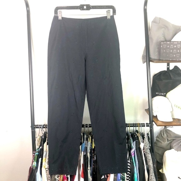 Vintage 90’s Brooks Brother’s Black Tapered Lasercut Cropped Pants - Picture 1 of 5